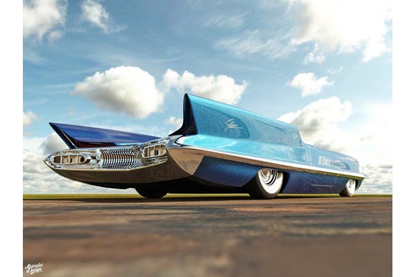 1955 Lincoln Futura Concept Reimagined As a Low-Riding Roadster